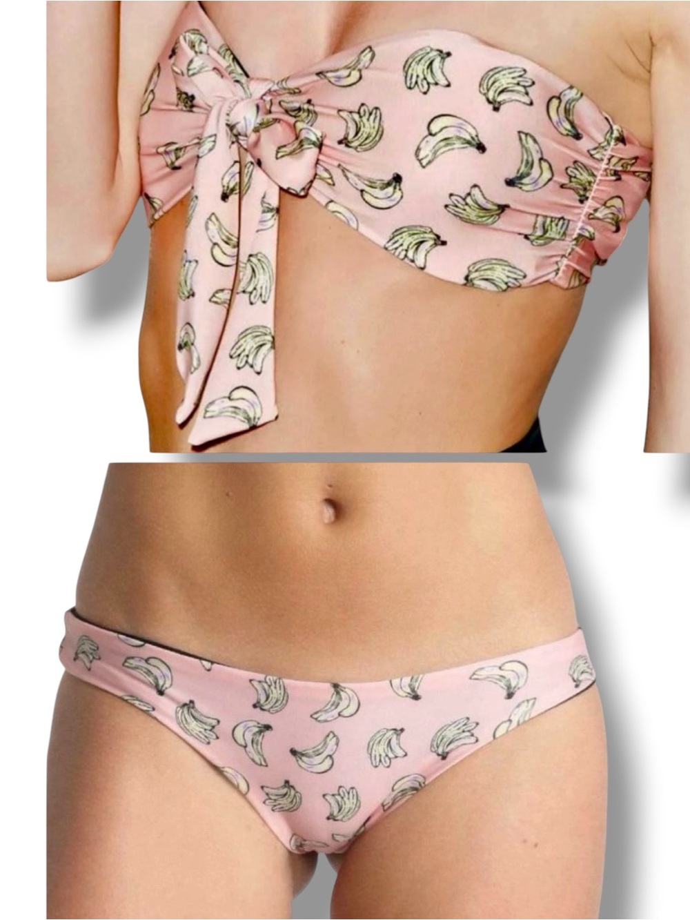 Lolli Nanas Print Swim Bikini Bandeau Top Cheeky Bottoms Size Large NWT